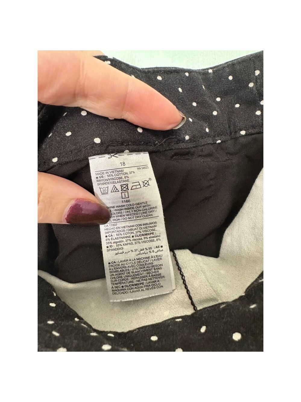 Size 18 polka dot Old Navy high waisted stretch pixie pant ankle length - Picture 5 of 7